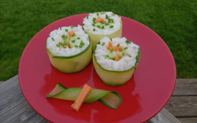 Makis with rice substitute and raw vegetables